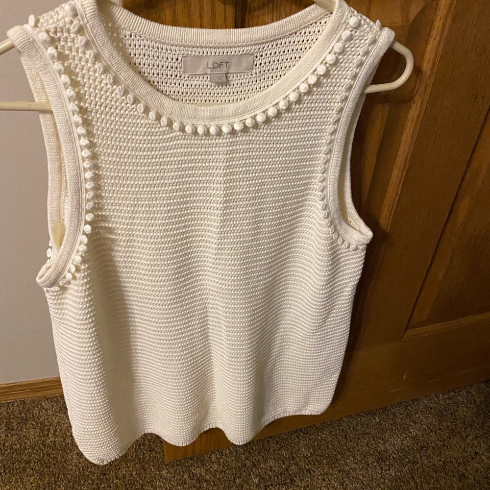 LOFT cream color top w/ fancy designs